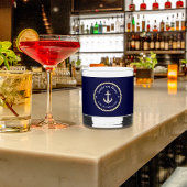 いかり航海のロープネイビーブルーホワイトモノグラム名 ウイスキーグラス