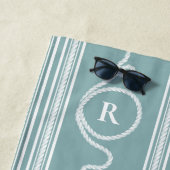 いかり航海のロープモノグラムダスティーブルー ビーチタオル (インサイチュ)