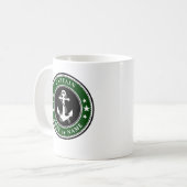 いかり航海のロープ船長ボートまたは名前の両面 コーヒーマグカップ (正面左)