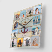 いかり航海のヴィンテージウッド12-フォトコラージュ スクエア壁時計 (傾斜)