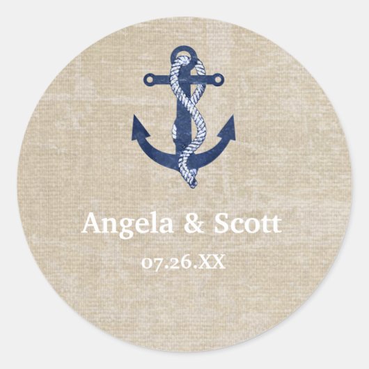 いかり航海のヴィンテージ結婚式パーティーの好意 ラウンドシール (正面)