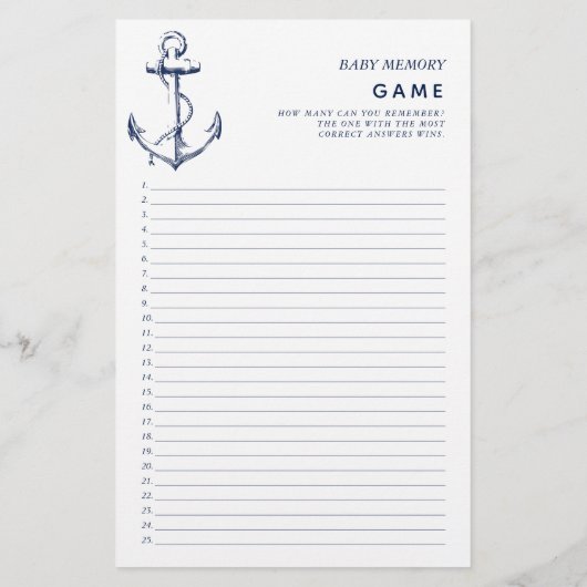 いかり航海の両面ベビーシャワーゲーム (裏面)