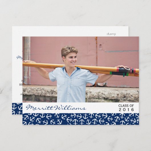 いかり航海の卒業クラス20XXパーティー インビテーションポストカード (正面/裏面)