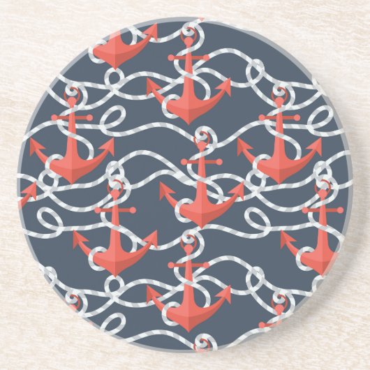 いかり航海の及びロープパターン コースター (正面)