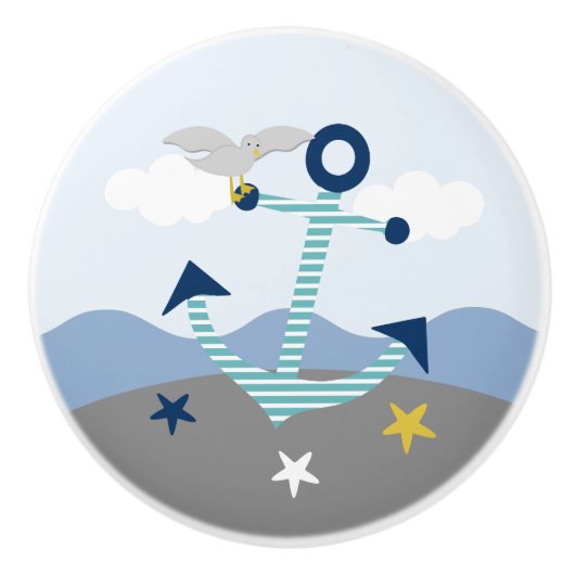 いかり航海の子供部屋引き出しプルノブ セラミックノブ (正面)