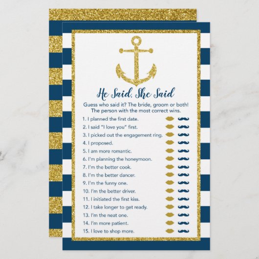 いかり航海の彼は彼女はブライダルゲームと言った (正面/裏面)