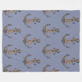 いかり航海の水彩デザイン1 フリースブランケット (正面(横))