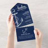 いかり航海の海軍ベビーの赤ちゃんシャワーブック オールインワン招待状 (貼ってはがせる)