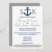 いかり航海の結婚式招待状ネイビーとグレー 招待状 (正面/裏面)