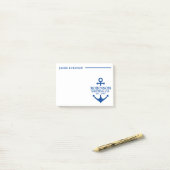 いかり航海の船又は船主の青と白 ポストイット (デスク上)