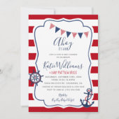 いかり航海の赤白青ボーイベビー招待状 招待状 (正面)