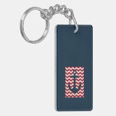 いかり航海の赤白青ボート名キャプテン キーホルダー (正面左)