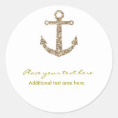 いかり航海の金ゴールドグリッターグラムパーティーステッカー ラウンドシール (正面)