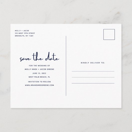 いかり航海の2枚の写真結婚式が日付を救う  案内ポストカード (裏面)