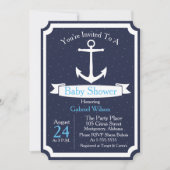 いかり航海の&リボン男の赤ちゃんベビーシャワー 招待状 (正面)