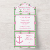 いかり遠くにガール航海のベビーシャワー オールインワン招待状 (内側)