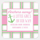 いかり遠くにガール航海のベビーシャワー スクエアシール (正面)