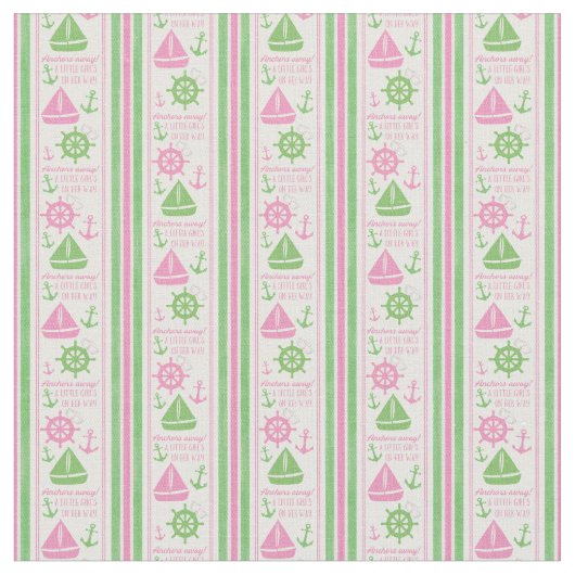 いかり遠くにガール航海のベビーシャワー ファブリック (クローズアップ)