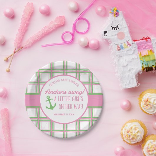 いかり遠くにガール航海のベビーシャワー ペーパープレート (パーティー)