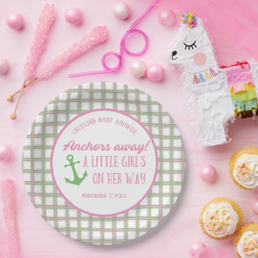 いかり遠くにガール航海のベビーシャワー ペーパープレート (パーティー)