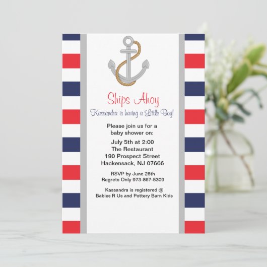 いかり遠くに航海のベビーシャワー招待状 招待状 (スタンド正面)