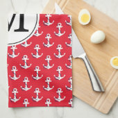 いかり遠くに!レッドカスタムモノグラムのゴルフバッグ キッチンタオル (四つ折り)