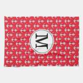 いかり遠くに!レッドカスタムモノグラムのゴルフバッグ キッチンタオル (横)