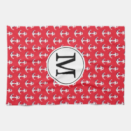 いかり遠くに!レッドカスタムモノグラムのゴルフバッグ キッチンタオル