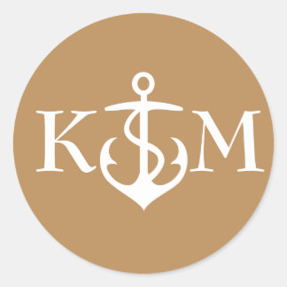 いかり金ゴールドのイニシャルシール ラウンドシール