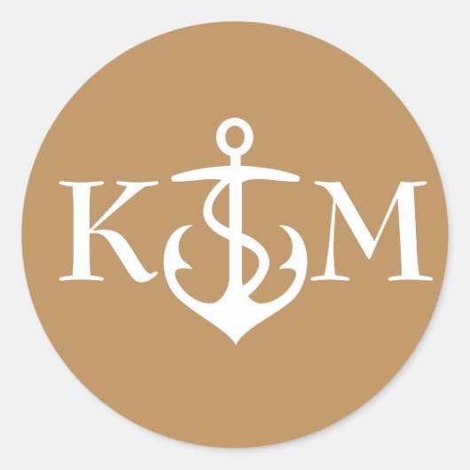 いかり金ゴールドのイニシャルシール ラウンドシール (正面)