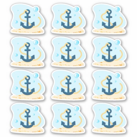 いかり.かわいい水中世界。海寿命 シール (正面)