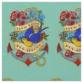 いかり、つばめおよびバラ ファブリック (クローズアップ)