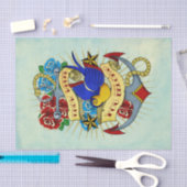 いかり、つばめおよびバラ 薄葉紙 (クラフト)