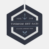 いかり&オール |カスタムボート名 ガラスオーナメント (裏面)