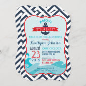 いかり&シェブ航海のロンベビーシャワー招待状 招待状 (正面/裏面)