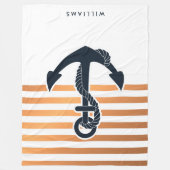 いかり&ストライプ フリースブランケット (正面)