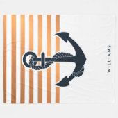 いかり&ストライプ フリースブランケット (正面(横))