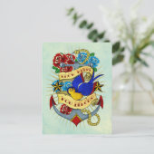 いかり、ツバメおよびバラ ポストカード (スタンド正面)