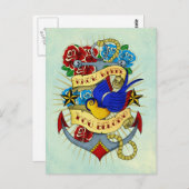 いかり、ツバメおよびバラ ポストカード (正面/裏面)