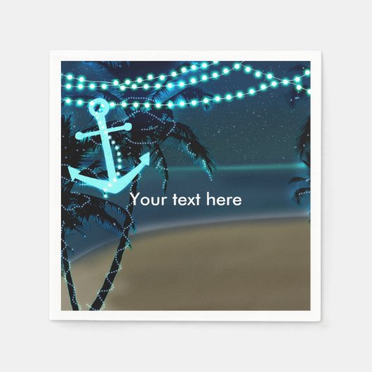 いかり&パームツリーズビーチナイトナ結婚プキンズ スタンダードカクテルナプキン (正面)