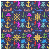 いかり、ヘルムズ、海賊。パターカラフルン ファブリック (見本)