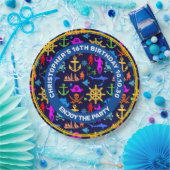 いかり、ヘルムズ、海賊。パターカラフルン ペーパープレート (パーティー)