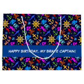 いかり、ヘルムズ、海賊。パターカラフルン ラージペーパーバッグ (裏面)