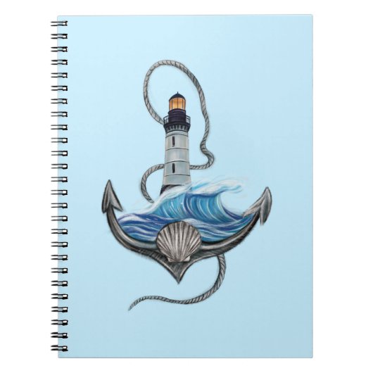 いかり&ライトハウス(バージョン2) ノートブック (正面)