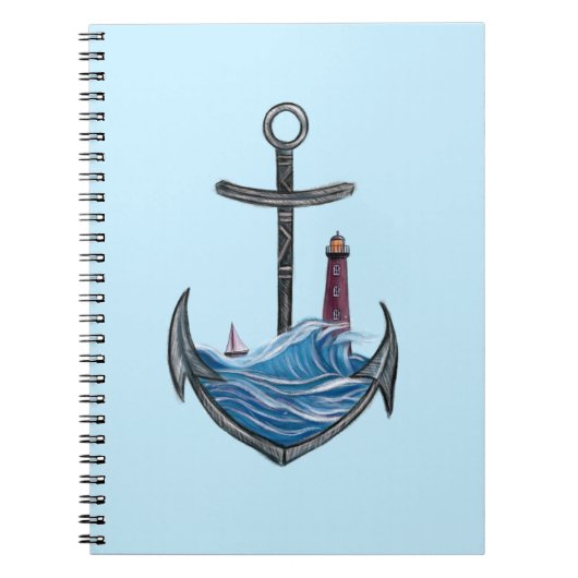 いかり&ライトハウス（バージョン3） ノートブック (正面)