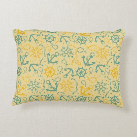 いかり、ロープが付いているレトロの背景 アクセントクッション (裏面)