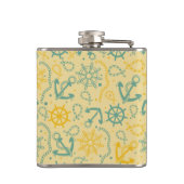 いかり、ロープが付いているレトロの背景 フラスク (裏面)