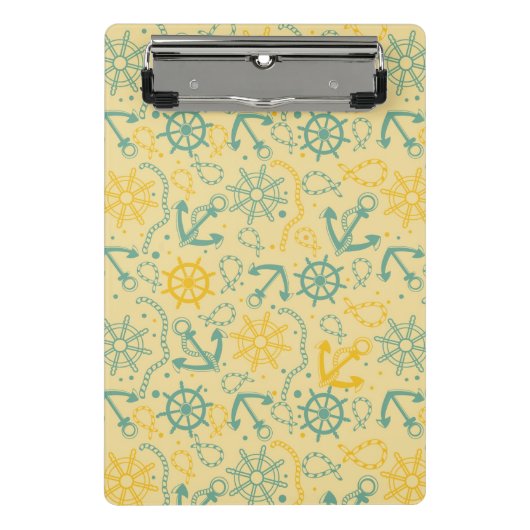 いかり、ロープが付いているレトロの背景 ミニクリップボード (正面)