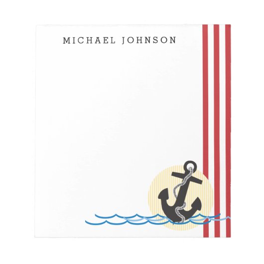 いかり、太陽と水パーソナライズされた ノートパッド (正面)