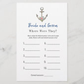 いかり「彼らはどこにいた」ブライダルシャワーゲーム (正面)